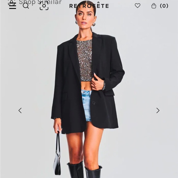 NWT RETROFETE black silver all over sequin crop top long sleeves, size XS - Picture 6 of 12